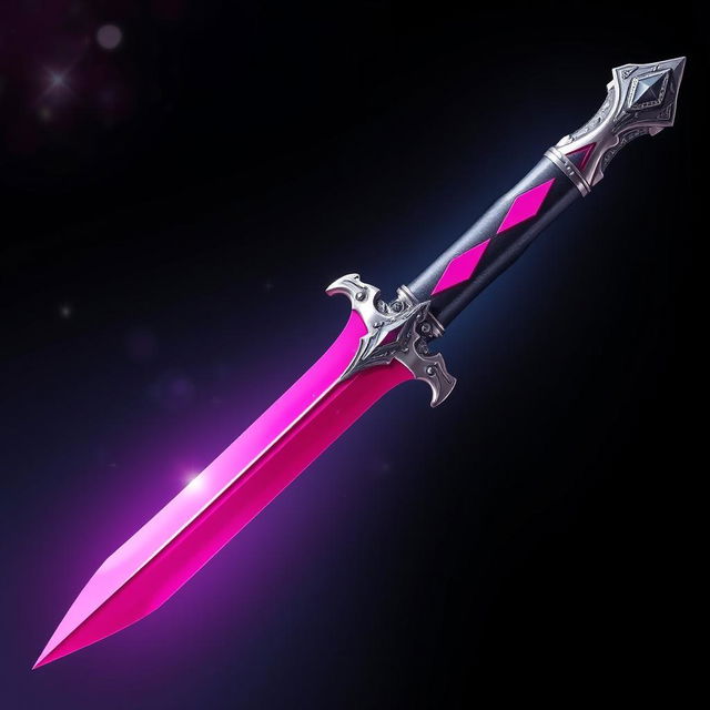 An artistic depiction of a dagger made of steel, showcasing a stunning and vivid pink color