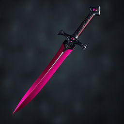 An artistic portrayal of a dagger made of steel, featuring a striking dark pink color