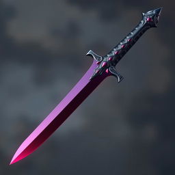 An artistic portrayal of a dagger made of steel, featuring a striking dark pink color