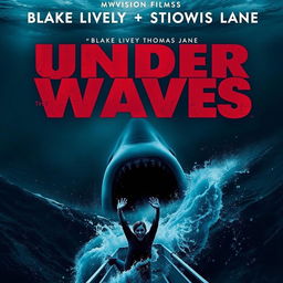 A dramatic movie poster for 'Under the Waves' by MWVISION FILMS, featuring Blake Lively and Thomas Jane