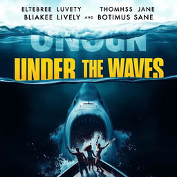 A dramatic movie poster for 'Under the Waves' by MWVISION FILMS, featuring Blake Lively and Thomas Jane