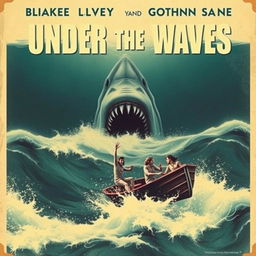 A vintage 1960s movie poster for 'Under the Waves' by MWVISION FILMS, showcasing Blake Lively and Thomas Jane in a retro aesthetic