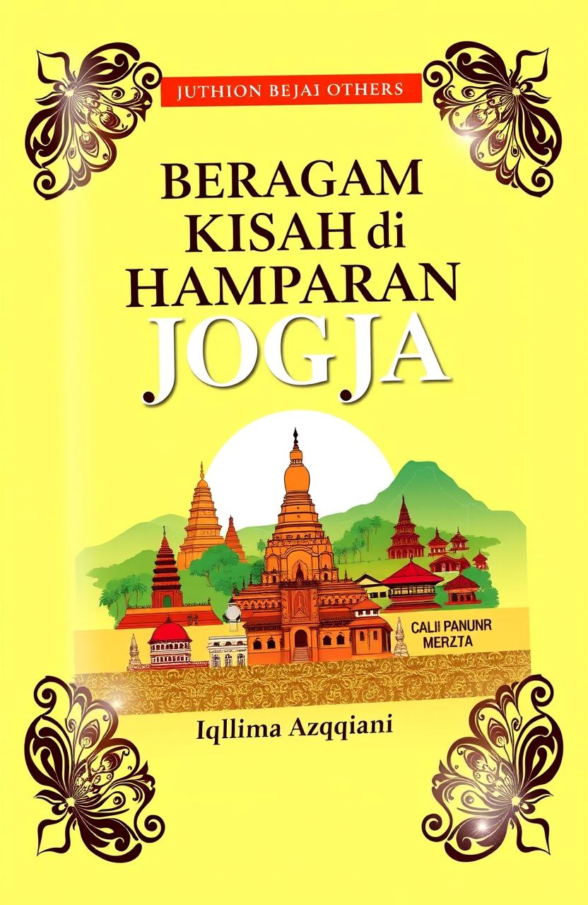 A book cover design for "Beragam Kisah di Hamparan Bumi Jogja" by Iqlima Azqiani and others