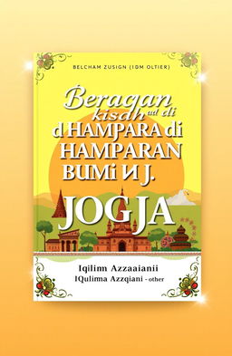 A book cover design for "Beragam Kisah di Hamparan Bumi Jogja" by Iqlima Azqiani and others