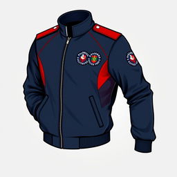 A design for a Paskibra (Flag Raising Troop) jacket featuring a modern, stylish look with a military-inspired silhouette