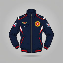 A design for a Paskibra (Flag Raising Troop) jacket featuring a modern, stylish look with a military-inspired silhouette