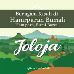 A beautiful panoramic nature scene of Jogja featuring Mount Merapi, Borobudur Temple, and Prambanan Temple