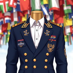 A detailed illustration of a Paskibra jacket, which is a military-style ceremonial uniform jacket