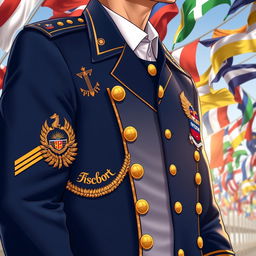 A detailed illustration of a Paskibra jacket, which is a military-style ceremonial uniform jacket