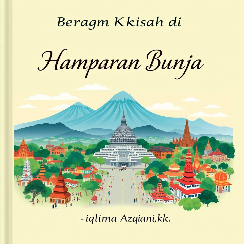 A serene and captivating panoramic cover design featuring the landscapes of Yogyakarta