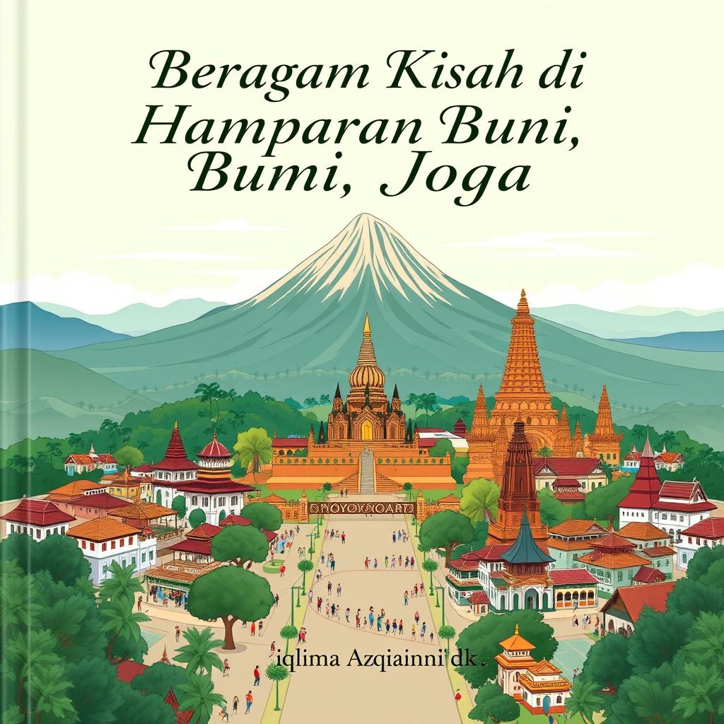 A serene and captivating panoramic cover design featuring the landscapes of Yogyakarta