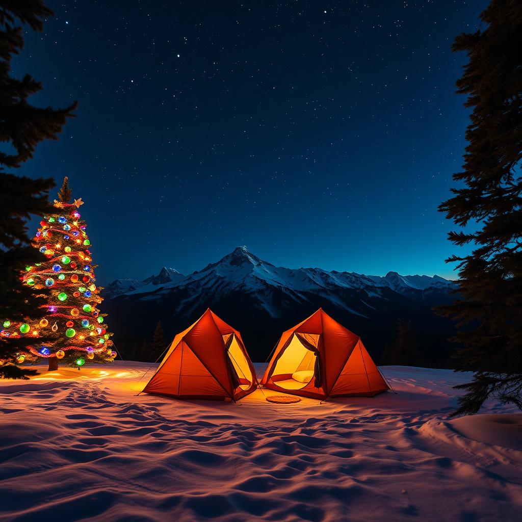 A captivating nighttime mountain range captured from the middle perspective, showcasing the vast landscape under a starry sky