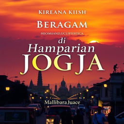 A captivating book cover design titled 'Beragam Kisah di Hamparan Bumi Jogja'