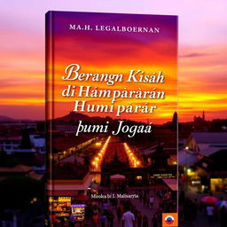 A captivating book cover design titled 'Beragam Kisah di Hamparan Bumi Jogja'