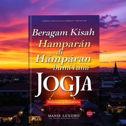 A captivating book cover design titled 'Beragam Kisah di Hamparan Bumi Jogja'