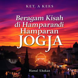 A captivating book cover design titled 'Beragam Kisah di Hamparan Bumi Jogja'