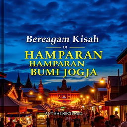 A captivating book cover design titled 'Beragam Kisah di Hamparan Bumi Jogja'