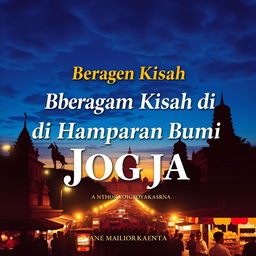 A captivating book cover design titled 'Beragam Kisah di Hamparan Bumi Jogja'