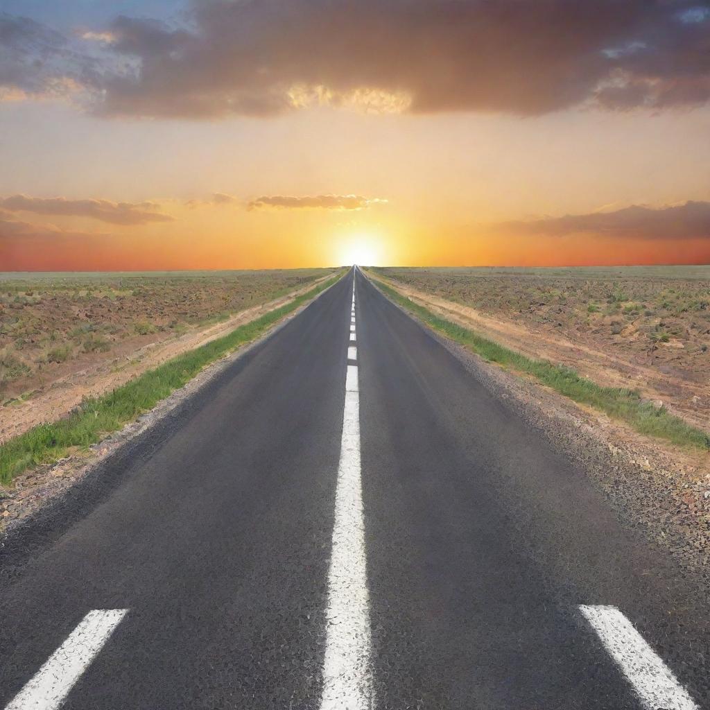 Accurately depict the Expected Opportunity Loss approach as a split road, with one path leading to a bright, vibrant horizon and the other to a fading, less promising one, illustrating the concept of potential loss in opportunity.