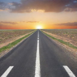 Accurately depict the Expected Opportunity Loss approach as a split road, with one path leading to a bright, vibrant horizon and the other to a fading, less promising one, illustrating the concept of potential loss in opportunity.