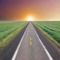 Accurately depict the Expected Opportunity Loss approach as a split road, with one path leading to a bright, vibrant horizon and the other to a fading, less promising one, illustrating the concept of potential loss in opportunity.