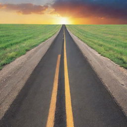 Accurately depict the Expected Opportunity Loss approach as a split road, with one path leading to a bright, vibrant horizon and the other to a fading, less promising one, illustrating the concept of potential loss in opportunity.