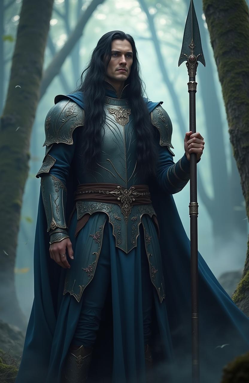 A high-resolution live-action portrait of Gil-Galad, the elven king from the Lord of the Rings lore