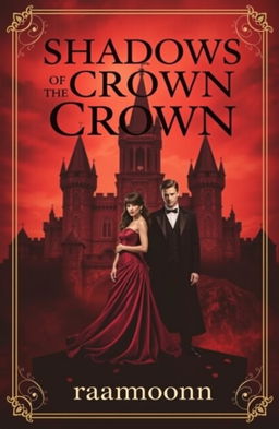 A vintage book cover design for the novel 'Shadows of the Crown'