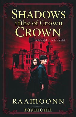 The cover of a novel titled 'Shadows of the Crown', featuring a vintage design