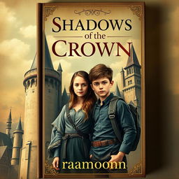 The cover of a novel titled 'Shadows of the Crown', featuring a vintage design inspired by Artbreeder aesthetics