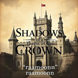 The cover of a novel titled 'Shadows of the Crown', featuring a vintage design inspired by Artbreeder aesthetics