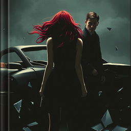 On the cover, a female silhouette stands with her back turned, her wavy red hair gently flowing in the air