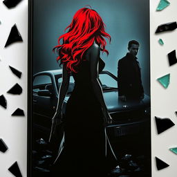 On the cover, a female silhouette stands with her back turned, her wavy red hair gently flowing in the air