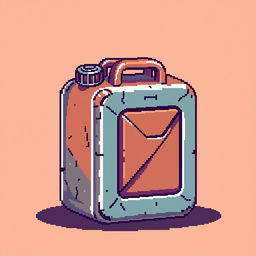 A pixel art style fuel canister, designed with vibrant colors and detailed pixelation