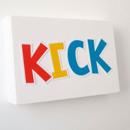 A blank canvas with a bold, colorful letter sticker that spells out 'KICK'