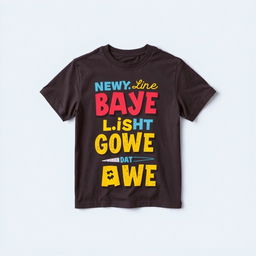 A stylish t-shirt featuring bold and colorful graphic text prints