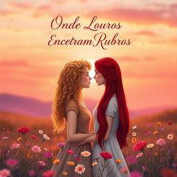 A romantic book cover design for the title 'Onde Louros Encontram Rubros'