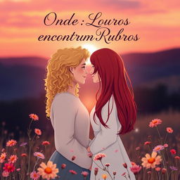 A romantic book cover design for the title 'Onde Louros Encontram Rubros'