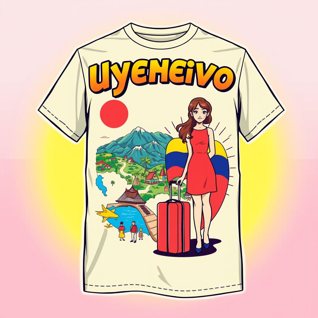 A creative t-shirt design featuring a bold and colorful front print that reads 'Охуенно' in an eye-catching font