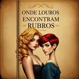 A classic book cover design for 'Onde Louros Encontram Rubros', styled to resemble an antique romantic novel