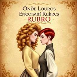 A classic book cover design for 'Onde Louros Encontram Rubros', styled to resemble an antique romantic novel