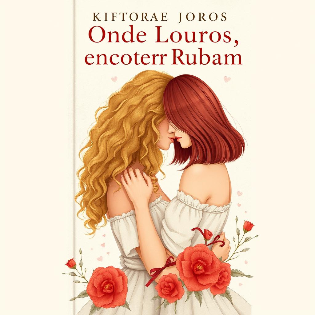 A romantic book cover for the title 'Onde Louros Encontram Rubros'