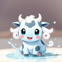 A cute, baby-style Water-type cow Pokémon, featuring soft, rounded shapes