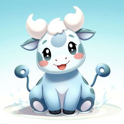 A cute, baby-style Water-type cow Pokémon, featuring soft, rounded shapes