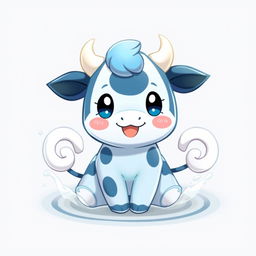 A cute, baby-style Water-type cow Pokémon, featuring soft, rounded shapes