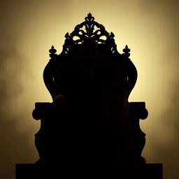 A striking silhouette of a man seated on an ornate throne, exuding an air of power and authority