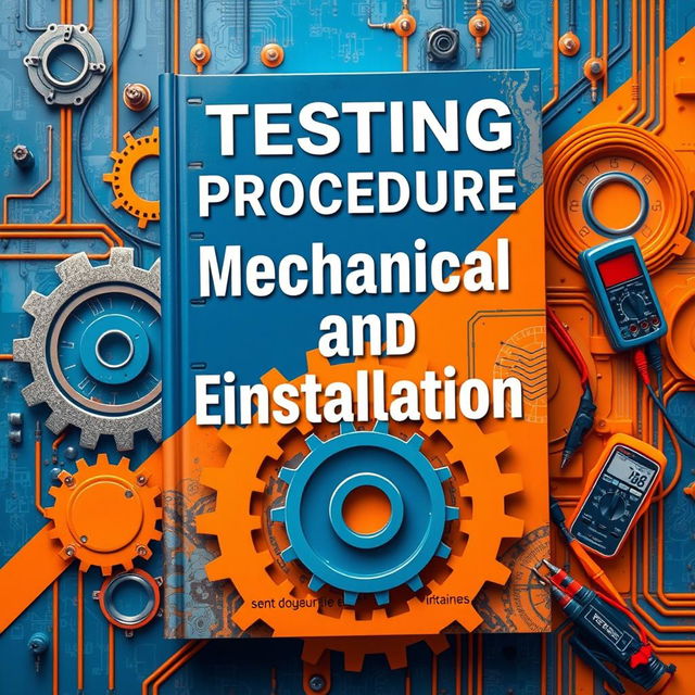 A visually striking book cover design for 'Testing Procedure Mechanical and Electrical Installation'