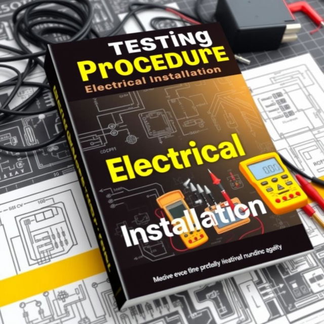 An engaging and professional book cover design for 'Testing Procedure Electrical Installation'