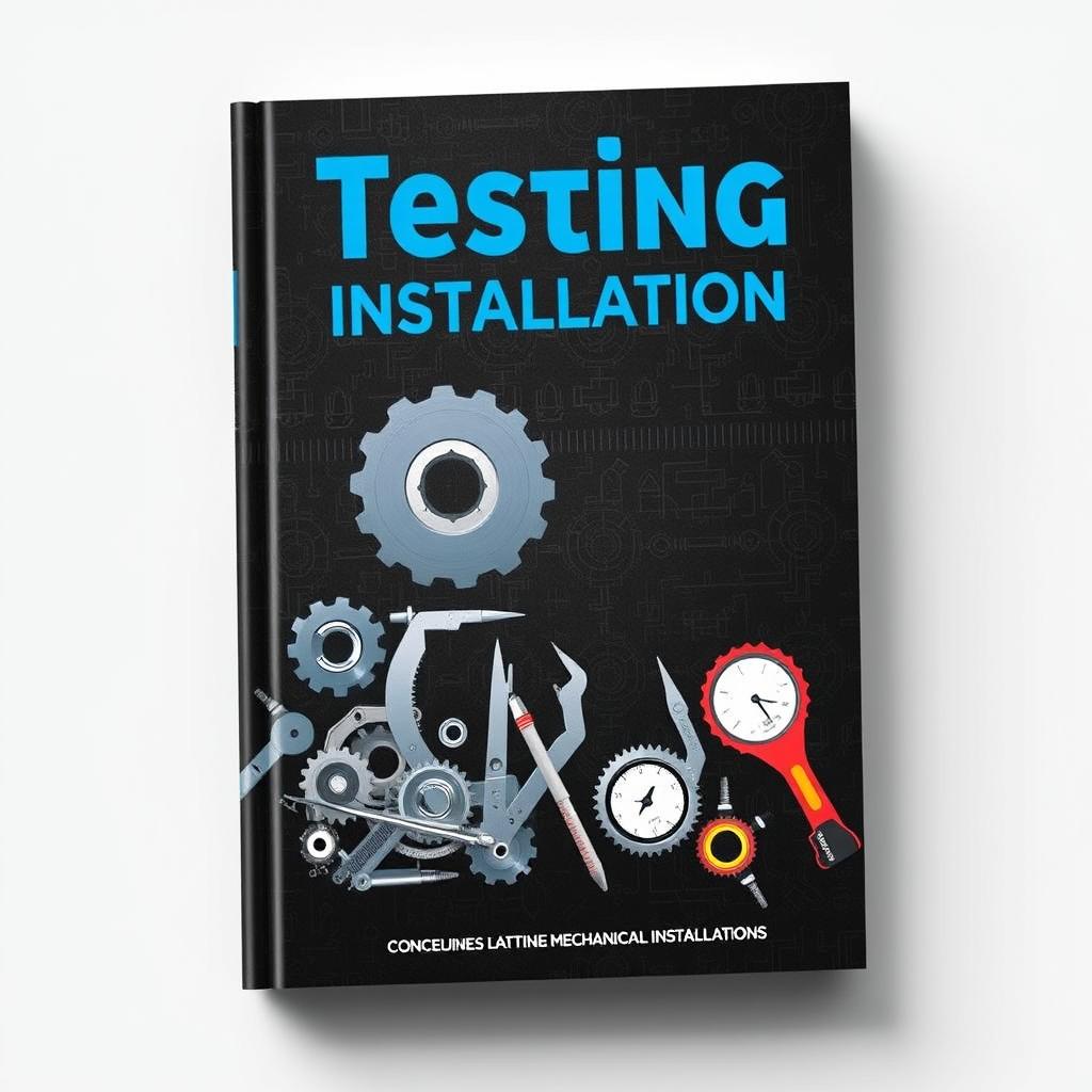 A sleek and professional book cover design for 'Testing Mechanical Installation'