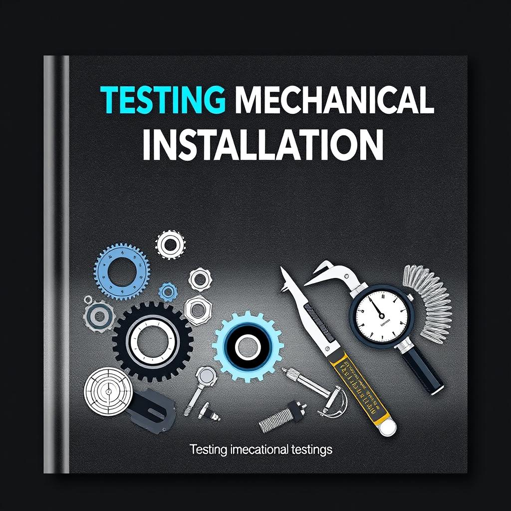 A sleek and professional book cover design for 'Testing Mechanical Installation'